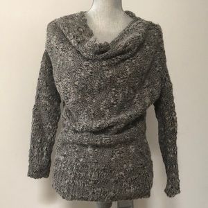 Aritzia Kookai grey sweater alpaca wool blend drape neck cowl style front